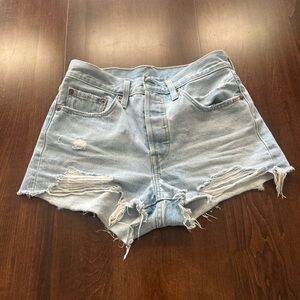 Levi's Light Blue Ripped Jean Shorts